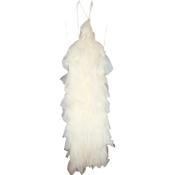 The Post Tiered Mesh Chiffon Ruffle Knee-Length Dress - Picture 1 of 12